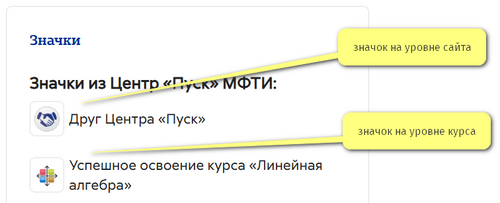 Значки разных уровней