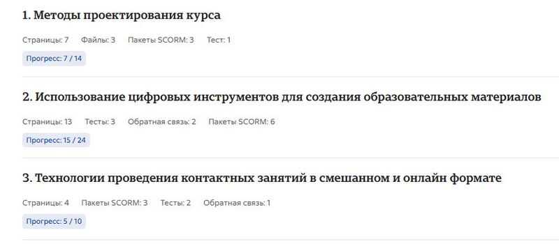 Формат курса по темам