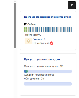 Незавершенный курс блоки прогресса